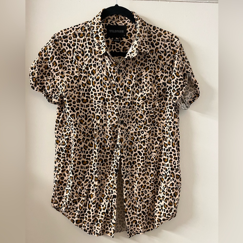 Wild Fang Leopard Print Button Up Shirt Size XS